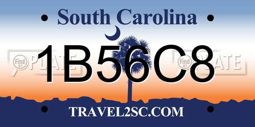 1B56C8 South Carolina License Plate