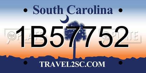 1B57752 South Carolina License Plate