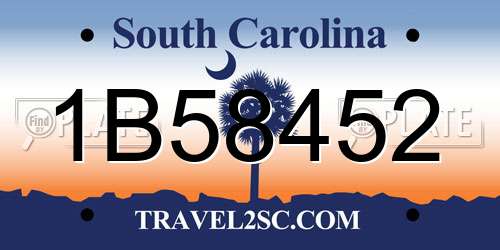 1B58452 South Carolina License Plate