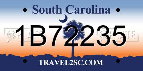 1B72235 South Carolina License Plate