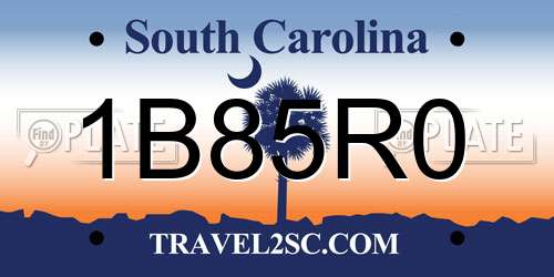 1B85R0 South Carolina License Plate