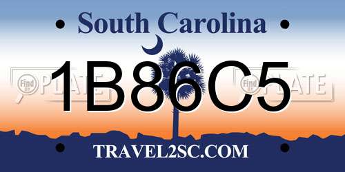 1B86C5 South Carolina License Plate