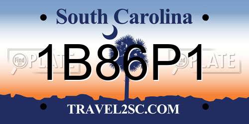 1B86P1 South Carolina License Plate