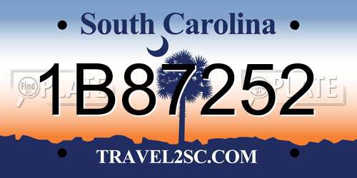 1B87252 South Carolina License Plate
