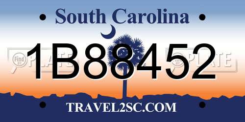 1B88452 South Carolina License Plate