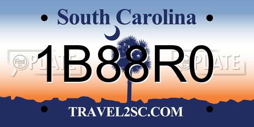 1B88R0 South Carolina License Plate