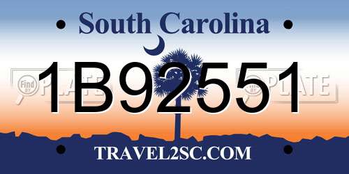 1B92551 South Carolina License Plate