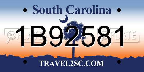 1B92581 South Carolina License Plate
