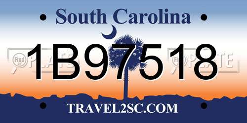 1B97518 South Carolina License Plate