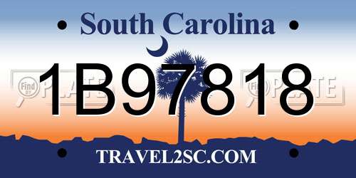 1B97818 South Carolina License Plate