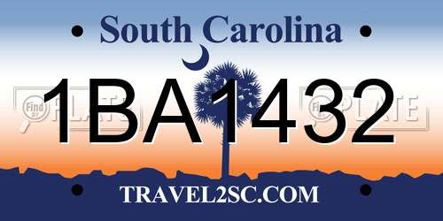 1BA1432 South Carolina License Plate