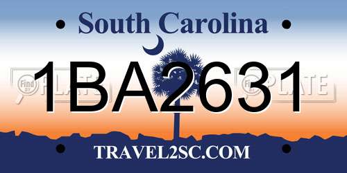 1BA2631 South Carolina License Plate