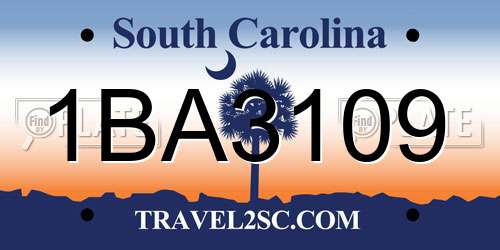 1BA3109 South Carolina License Plate