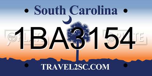 1BA3154 South Carolina License Plate