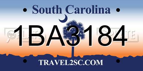 1BA3184 South Carolina License Plate