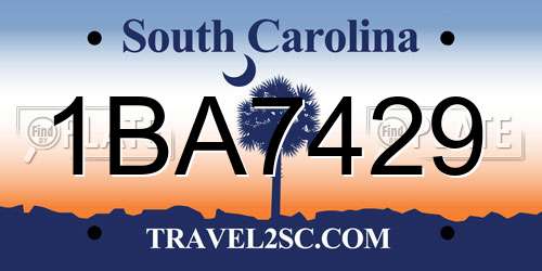 1BA7429 South Carolina License Plate