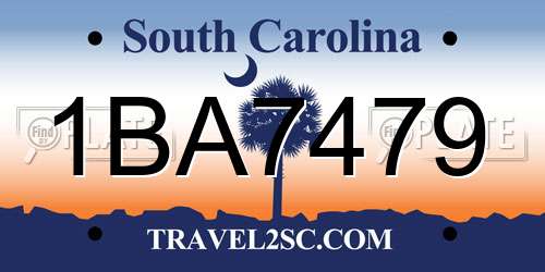 1BA7479 South Carolina License Plate