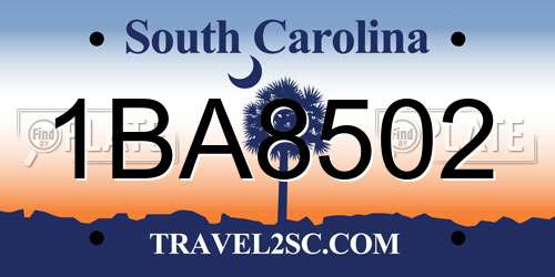 1BA8502 South Carolina License Plate