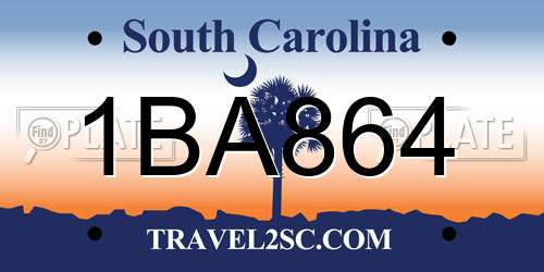 1BA864 South Carolina License Plate