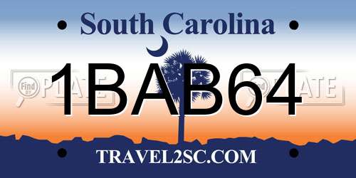 1BAB64 South Carolina License Plate