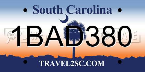 1BAD380 South Carolina License Plate