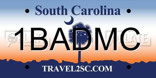 1BADMC South Carolina License Plate