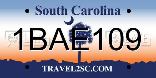 1BAE109 South Carolina License Plate