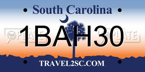 1BAH30 South Carolina License Plate