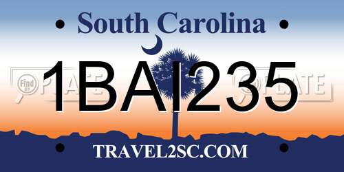 1BAI235 South Carolina License Plate
