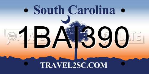 1BAI390 South Carolina License Plate