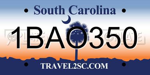 1BAO350 South Carolina License Plate