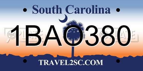 1BAO380 South Carolina License Plate