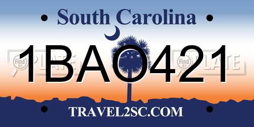 1BAO421 South Carolina License Plate