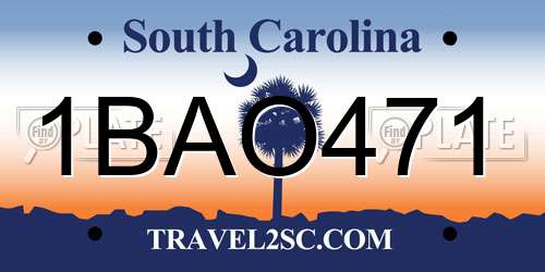 1BAO471 South Carolina License Plate