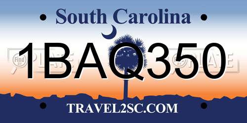 1BAQ350 South Carolina License Plate
