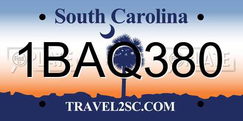 1BAQ380 South Carolina License Plate