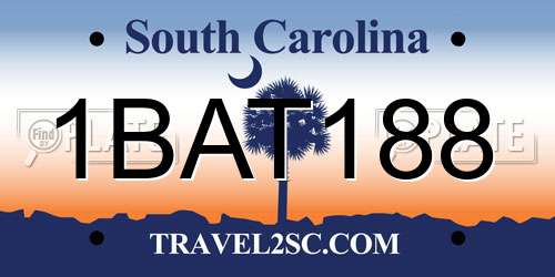 1BAT188 South Carolina License Plate