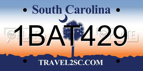1BAT429 South Carolina License Plate