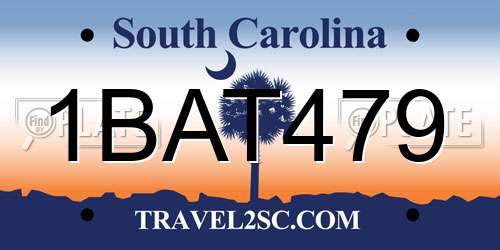 1BAT479 South Carolina License Plate