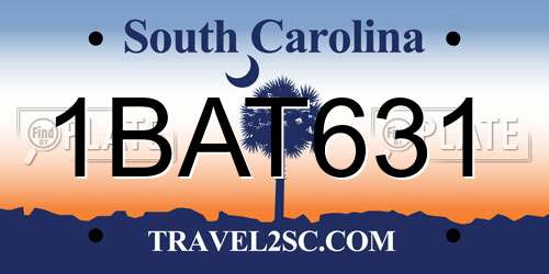 1BAT631 South Carolina License Plate
