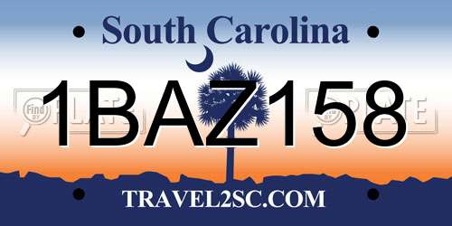 1BAZ158 South Carolina License Plate