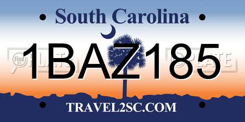 1BAZ185 South Carolina License Plate