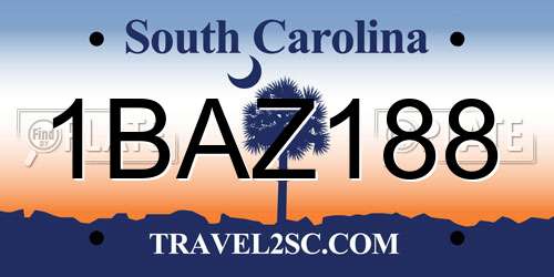 1BAZ188 South Carolina License Plate