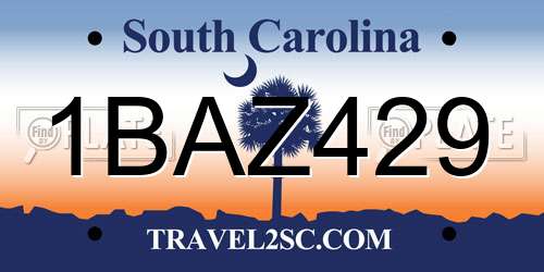 1BAZ429 South Carolina License Plate