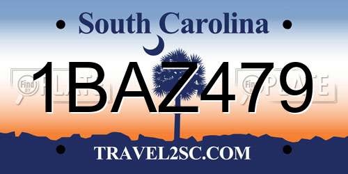 1BAZ479 South Carolina License Plate