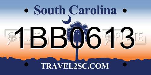 1BB0613 South Carolina License Plate