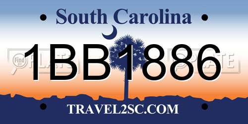1BB1886 South Carolina License Plate