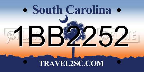 1BB2252 South Carolina License Plate