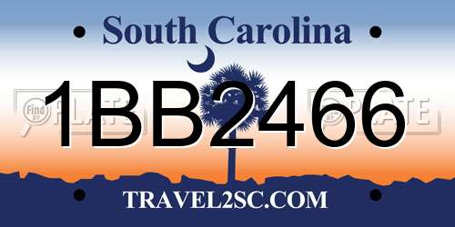 1BB2466 South Carolina License Plate