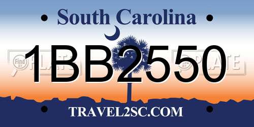 1BB2550 South Carolina License Plate